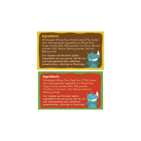 Healthy Wholegrain Cookies Combo Pack - Ragi, Chocolate, Oats, Honey and Banana with Zero Transfat  (Pack of 2) - 150g