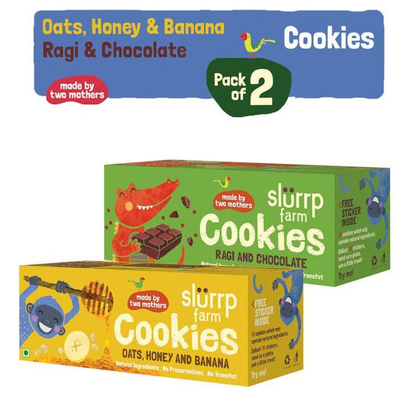 Healthy Wholegrain Cookies Combo Pack - Ragi, Chocolate, Oats, Honey and Banana with Zero Transfat  (Pack of 2) - 150g