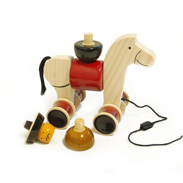 Hand-Crafted Wooden Cowboy Pull Toy