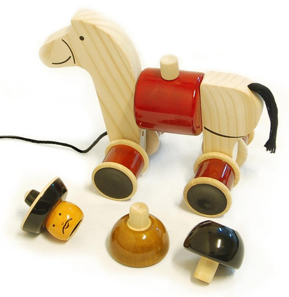 Hand-Crafted Wooden Cowboy Pull Toy