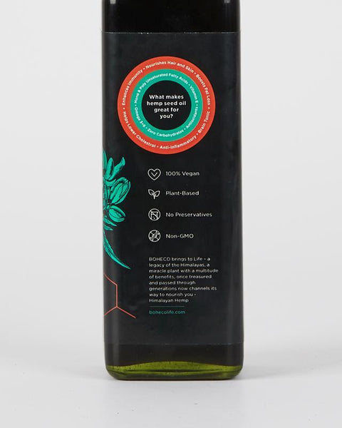 Raw, Cold-pressed and Unrefined 100% Hemp (Cannabis Sativa L.) Seed Oil, 500ml