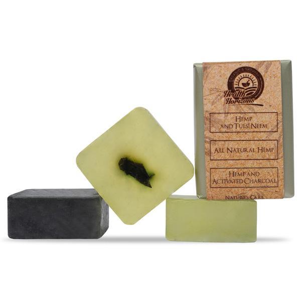 Hemp Natural Handmade Soap Combo, Pack of 3 - Hemp, Neem and Activated Charcoal