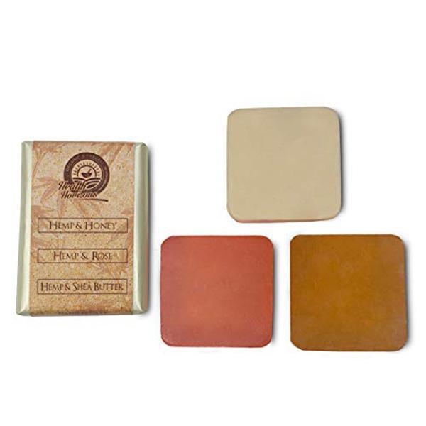 Hemp Natural Handmade Soap Combo, Pack of 3 - Honey, Rose and Shea Butter