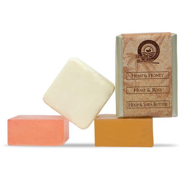Hemp Natural Handmade Soap Combo, Pack of 3 - Honey, Rose and Shea Butter