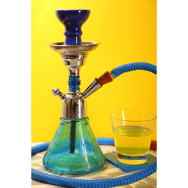 Petite Hookah Pot Crafted by Traditional Artisans - Blue