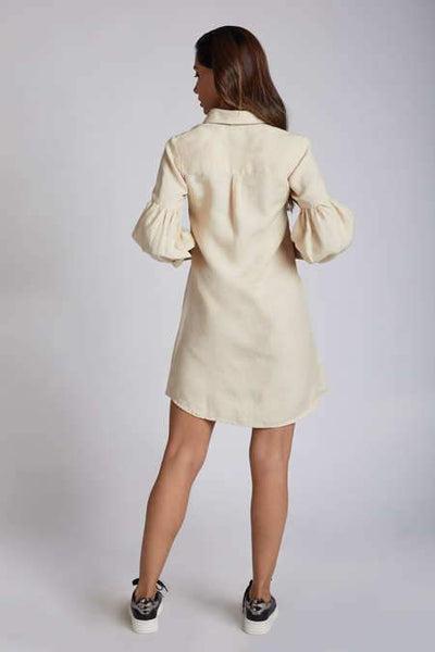 Women's Natural Hemp Legomutton Shirt Dress - Beige