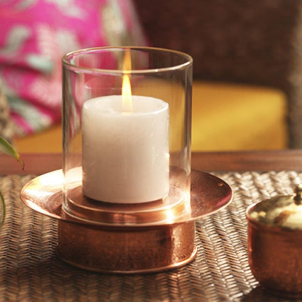 Copper Hurricane Lamp Handcrafted by Traditional Artisans