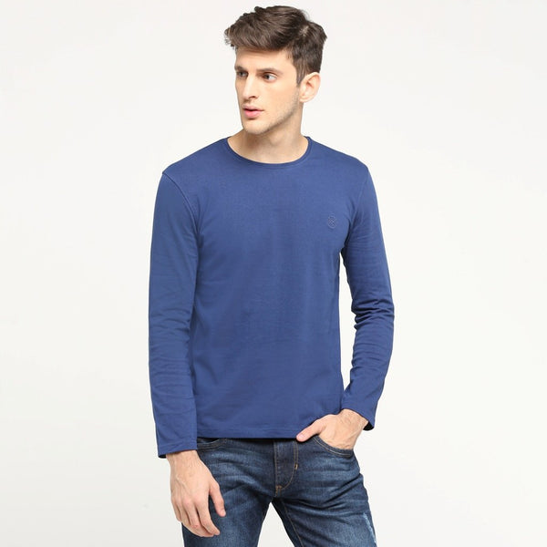 100% Organic Cotton Full Sleeve T-shirt - Blissful Navy