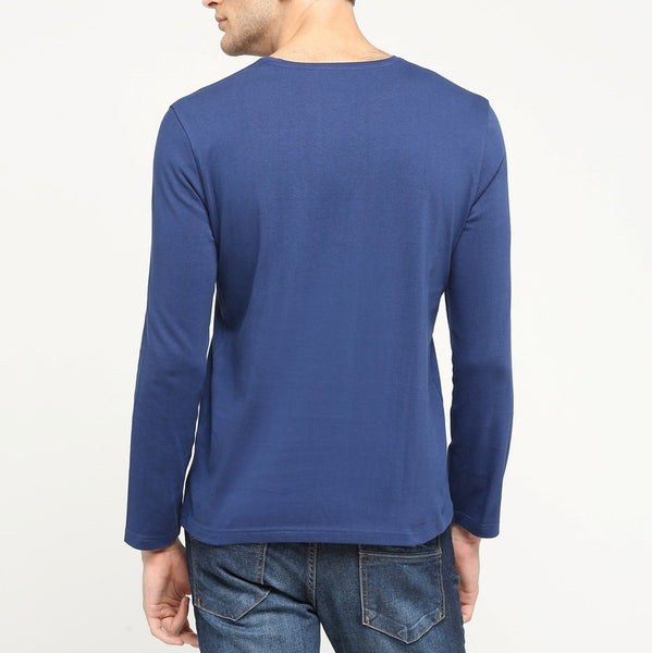 100% Organic Cotton Full Sleeve T-shirt - Blissful Navy