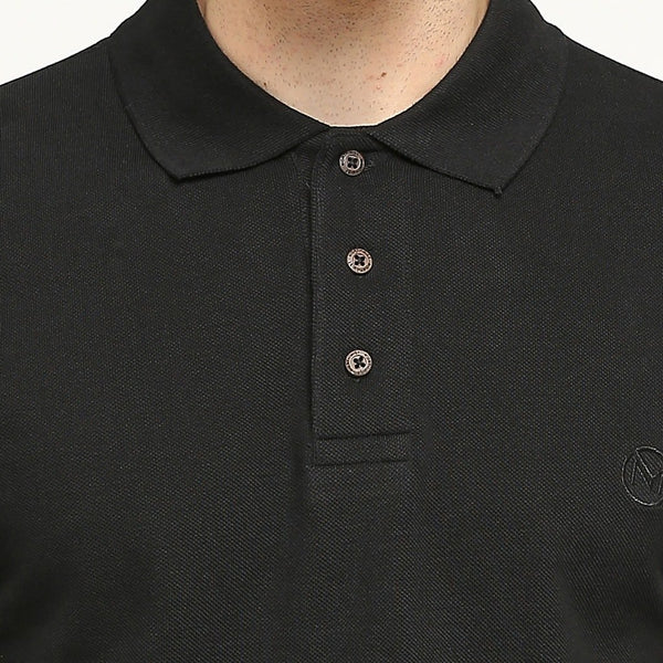 100% Organic Cotton Polo Neck T-shirt (Passion Black)