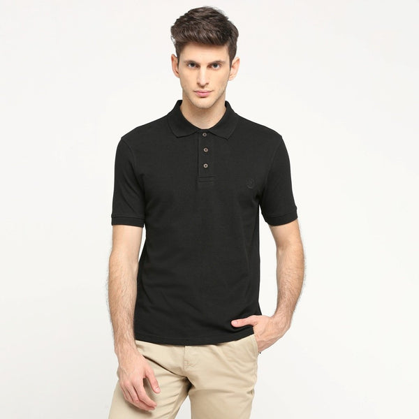 100% Organic Cotton Polo Neck T-shirt (Passion Black)
