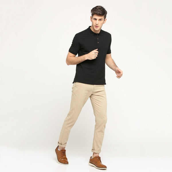 100% Organic Cotton Polo Neck T-shirt - Passion Black