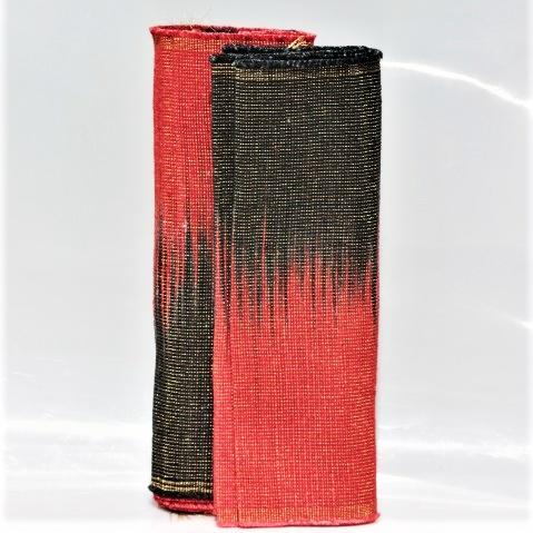 Set of Handwoven Hibiscus Fibre Runner and 6 Placemats (Red and Black)