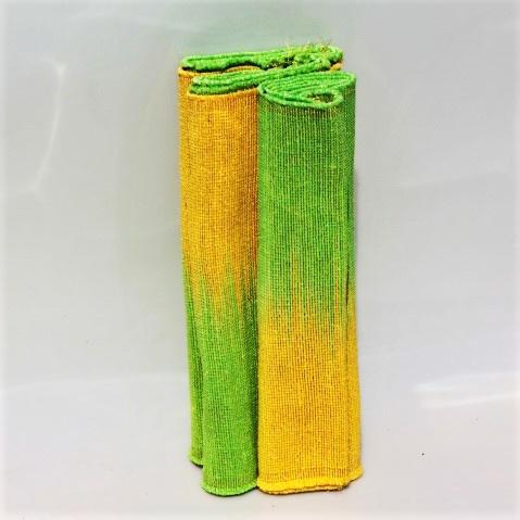 Set of Handwoven Hibiscus Fibre Runner and 6 Placemats (Green and Yellow)