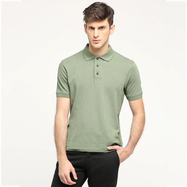 100% Organic Cotton Polo Neck T-shirt - Meraki Green