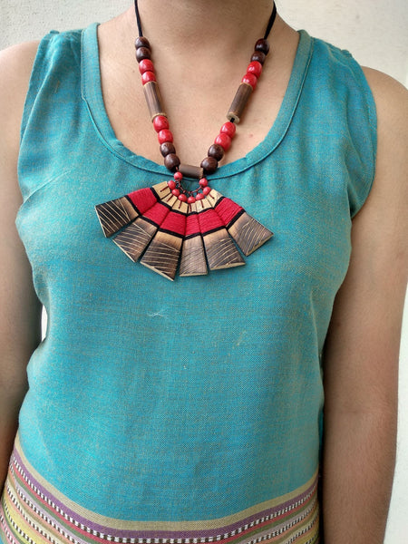Handmade Red black Bamboo Tribal jewellery set