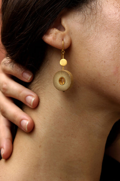 Rhea Handcrafted Gold Earrings (RG-4) in Bamboo and Gold-plated Brass