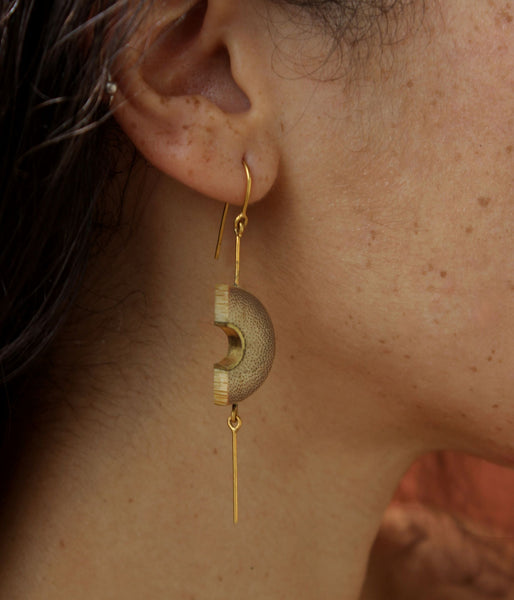 Muskan Handcrafted Gold Earrings (MG-3) in Bamboo and Gold-plated Brass