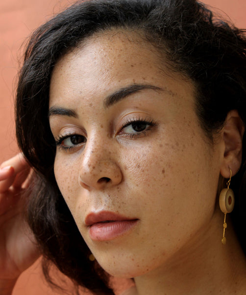 Rhea Handcrafted Gold Earrings (RG-5) in Bamboo and Gold-plated Brass