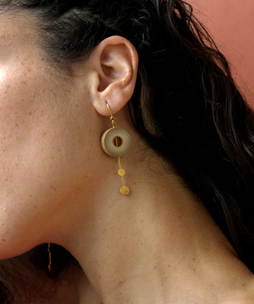 Rhea Handcrafted Gold Earrings (RG-5) in Bamboo and Gold-plated Brass