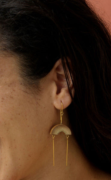 Muskan Handcrafted Gold Earrings (MG-5) in Bamboo and Gold-plated Brass