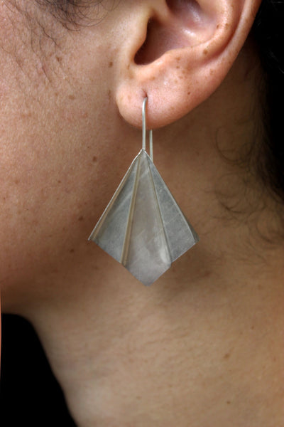 Garvi Handcrafted Large Silver Earrings (GLS-4)