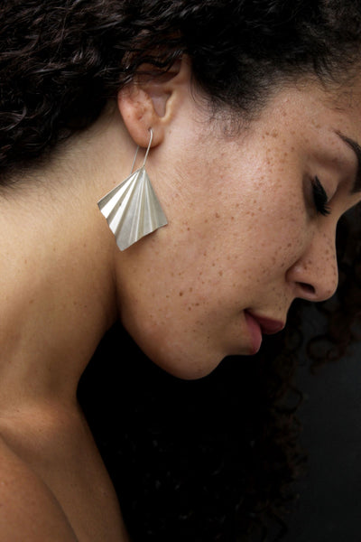 Garvi Handcrafted Large Silver Earrings (GLS-5)