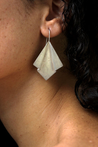 Garvi Handcrafted Large Silver Earrings (GLS-3)