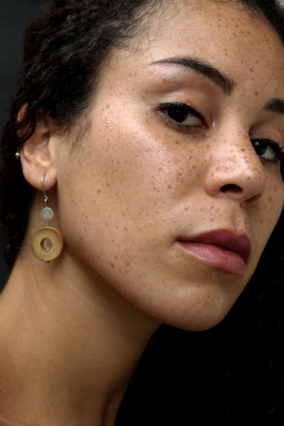 Rhea Handcrafted Silver Earrings (RS-4) in Bamboo and Silver