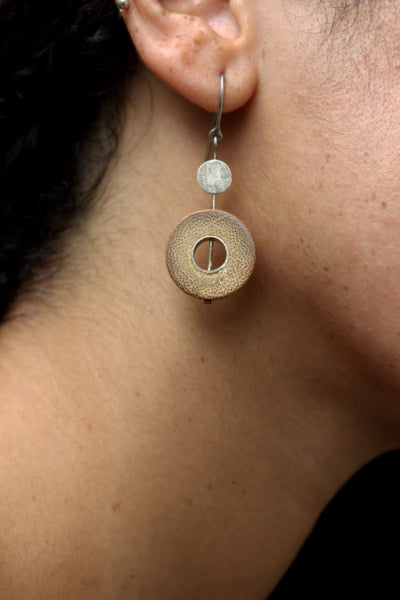 Rhea Handcrafted Silver Earrings (RS-4) in Bamboo and Silver