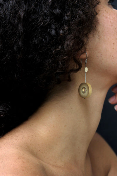 Rhea Hadcrafted Silver Earrings (RS-3) in Bamboo and Silver