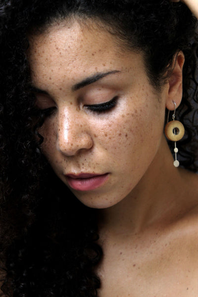 Rhea Handcrafted Silver Earrings (RS-5) in Bamboo and Silver