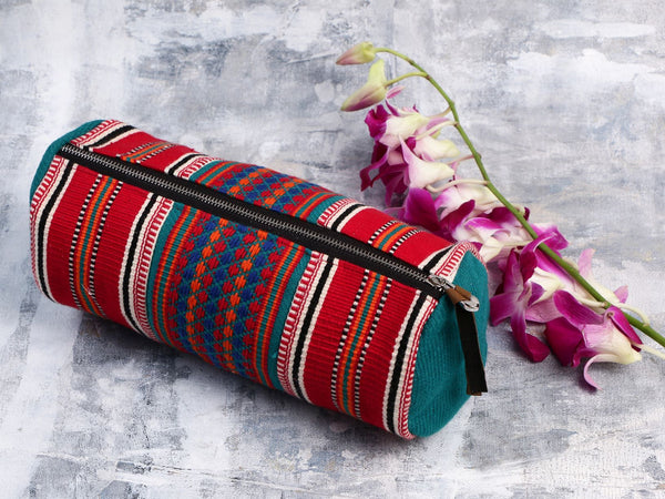 Handcrafted Multipurpose Travel Pouch (43) - Red/ Green