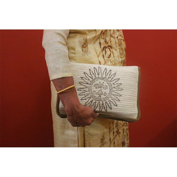 iPad Sleeve Made with Woven Banana and Hibiscus Fibre - Sun Motif