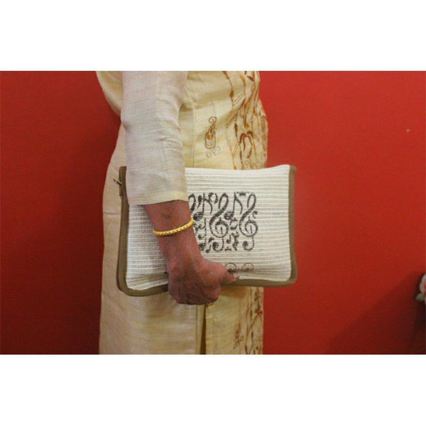 iPad Sleeve Made with Woven Banana and Hibiscus Fibre - Symphony Motif