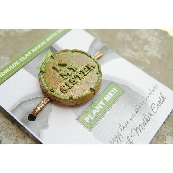 Plantable Clay and Seed Rakhi - I Love My Sister