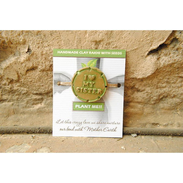 Plantable Clay and Seed Rakhi - I Love My Sister