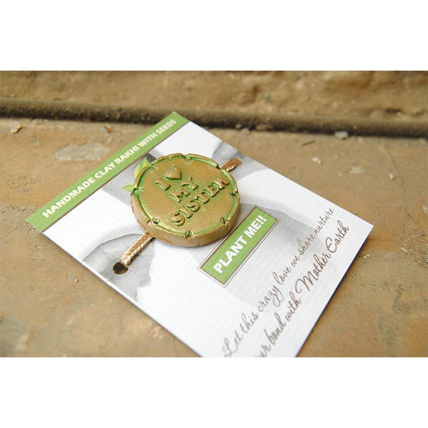 Plantable Clay and Seed Rakhi - I Love My Sister