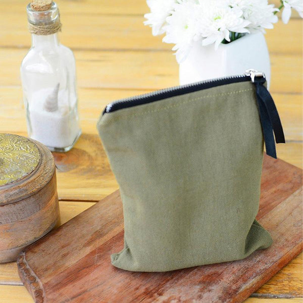 Upcycled Ikat Print Essentials Pouch - Grey