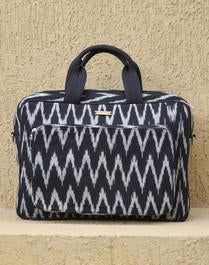 Handwoven Ikat Laptop Bag - Black