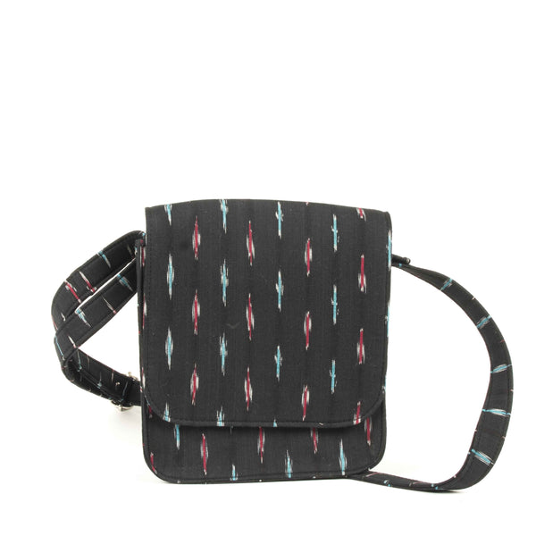 Handwoven Ikat Sling Bag - Black