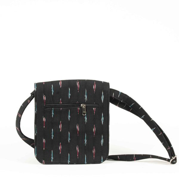 Handwoven Ikat Sling Bag - Black