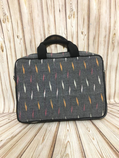 Handwoven Ikat Laptop Bag - Grey