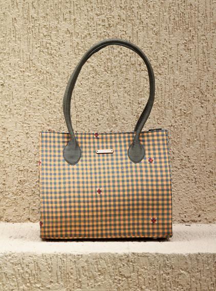 Handwoven Mangalagiri Box Bag - Mustard Checks