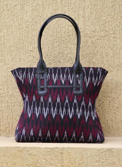 Handwoven Cotton Ikat Tote Bag - Red and Black