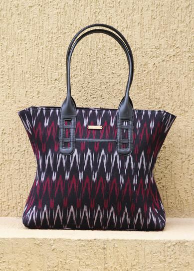 Handwoven Cotton Ikat Tote Bag - Red and Black