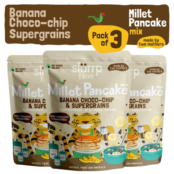 Instant Breakfast Millet Pancake Mix - Banana, Choco-Chip and Supergrains (Pack of 3) - 450g