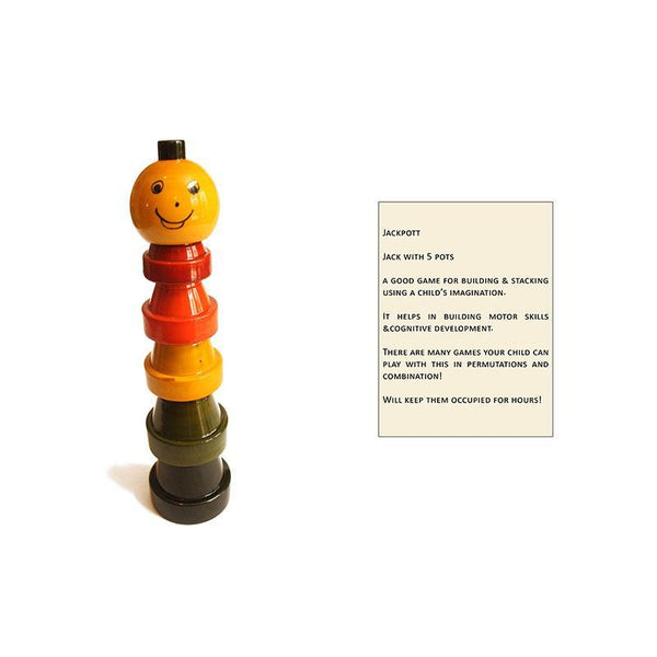 Jackpot - Wooden Building and Stacking Toy Handcrafted by Traditional Artisans (Pack of 5 Pots)
