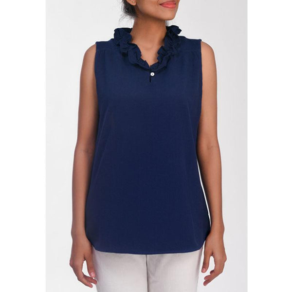 Handwoven Denim Sleeveless Women's Top