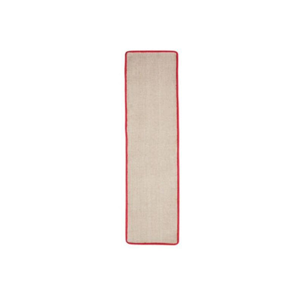 Jute Micro Boucle Table Runner - Natural Beige with Red Border (CT23)